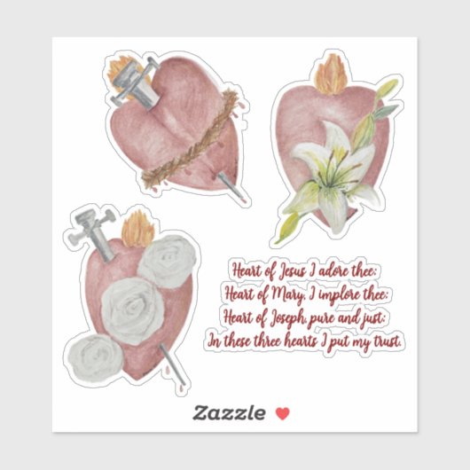 Hearts of the Holy Family Vinyl Sticker (Blatt)
