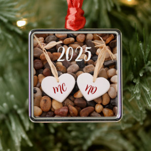 Hearts on a Pebble Beach Ornament