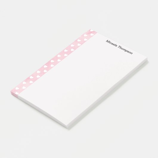 Hearts on Pink Design Change Name Post-it Klebezettel (angewinkelt)