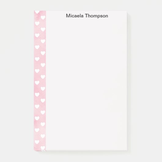 Hearts on Pink Design Change Name Post-it Klebezettel (Vorderseite)