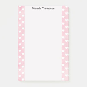 Hearts on Pink Design Change Name Post-it Klebezettel