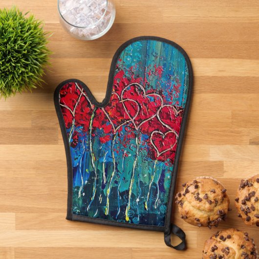 Hearts Oven Mitt Pot Holder Ofenhandschuh (Oben unten)