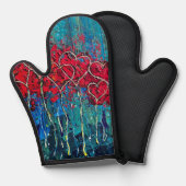 Hearts Oven Mitt Pot Holder Ofenhandschuh (Vorderseite/Rückseite)