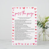 Hearts Pass The Prize Bridal Shower Game Briefpapier (Stehend Vorderseite)