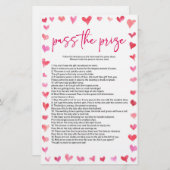 Hearts Pass The Prize Bridal Shower Game Briefpapier (Vorne/Hinten)