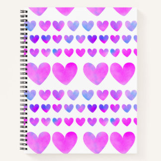 Hearts Pastel Pink Wasserfarbe Notizblock
