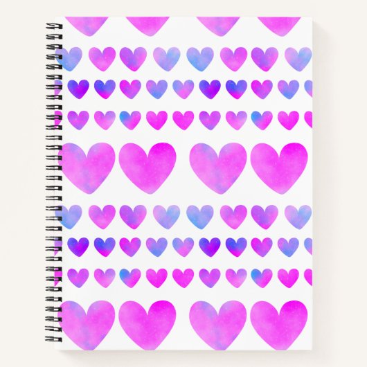 Hearts Pastel Pink Wasserfarbe Notizblock (Vorderseite)