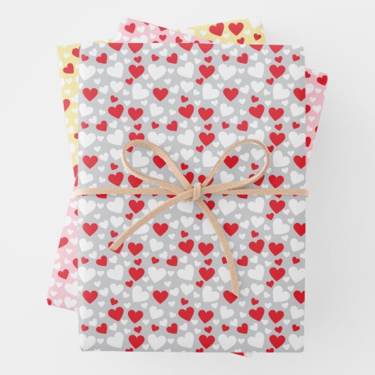 Hearts Pattern custom backgrounds Wrapping Paper Geschenkpapier Set (Beispiel)