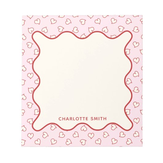 Hearts Pattern Custom Valentine Gift Notepad Notizblock (Vorderseite)