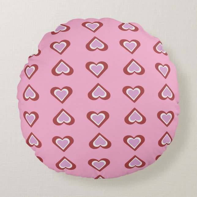 Hearts pattern rundes kissen (Vorderseite)