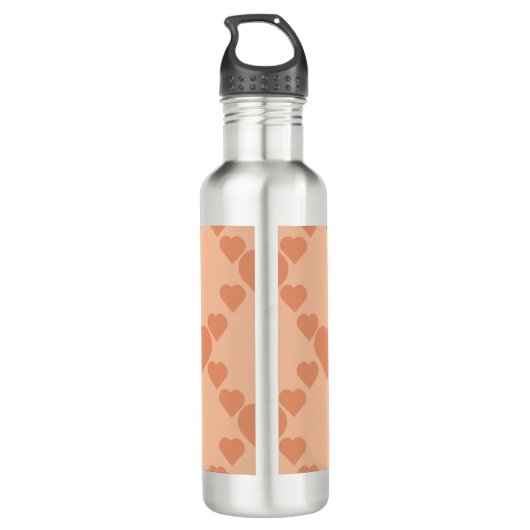 Hearts Peach Fuzz Individuelle Name oder Text Edelstahlflasche (Rückseite)