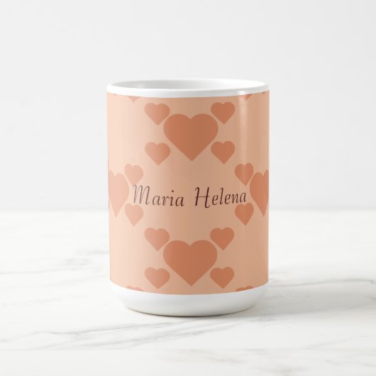 Hearts Peach Fuzz Individuelle Name oder Text Kaffeetasse (Mittel)