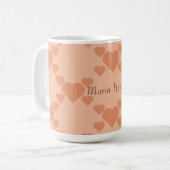 Hearts Peach Fuzz Individuelle Name oder Text Kaffeetasse (Vorderseite Links)