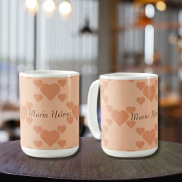 Hearts Peach Fuzz Individuelle Name oder Text Kaffeetasse