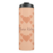 Hearts Peach Fuzz Individuelle Name oder Text Thermosbecher (Vorderseite)
