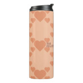 Hearts Peach Fuzz Individuelle Name oder Text Thermosbecher (Nach links gedreht)