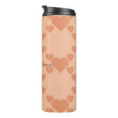 Hearts Peach Fuzz Individuelle Name oder Text Thermosbecher (Nach rechts gedreht)