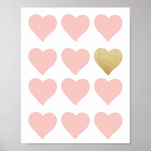 Hearts Pink Gold Glitzer Baby Kinderzimmer Wine Ar Poster (Vorne)