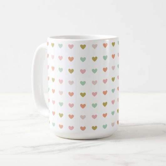 Hearts Polka Pattern, 15oz Kaffeetasse (Vorderseite Links)