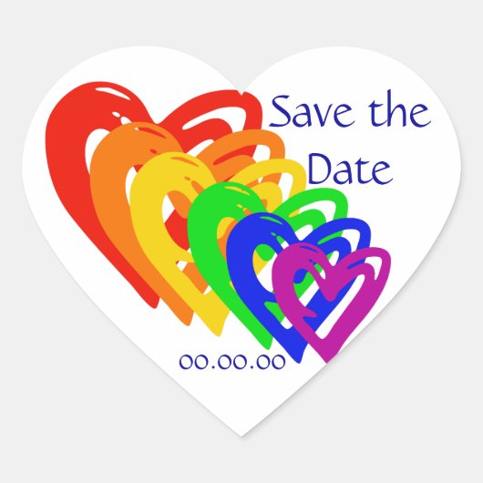 Hearts Rainbow Herz-Aufkleber (Vorderseite)