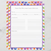 Hearts Rainbow White Recipe Paper Sheet (Vorne/Hinten)