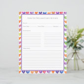 Hearts Rainbow White Recipe Paper Sheet (Stehend Vorderseite)