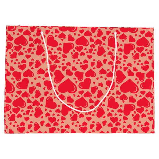 Hearts Red Big Little Valentine's Day Große Geschenktüte (Rückseite)
