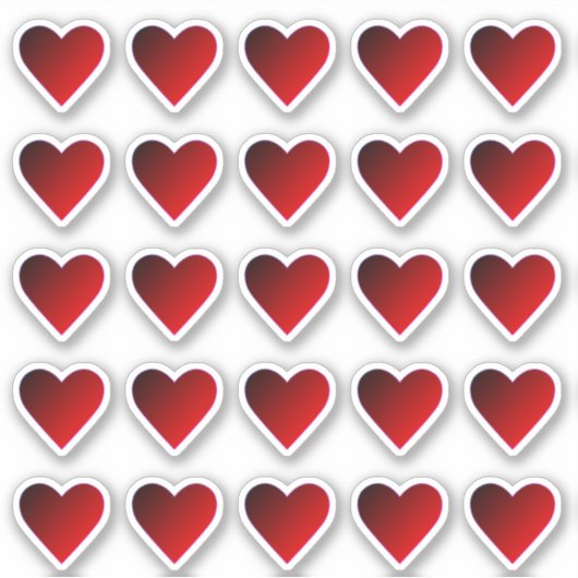 Hearts Red Burgundy Ombre Custom-Cut Vinyl Sticker (Vorderseite)