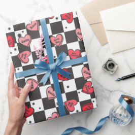 Hearts Retro Valentine's Wrapping Paper Geschenkpapier