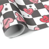 Hearts Retro Valentine's Wrapping Paper Geschenkpapier (Rolleneckpunkt)