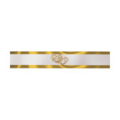 Hearts & Ribbon - White/Gold Einladungsbanderole (Flach)