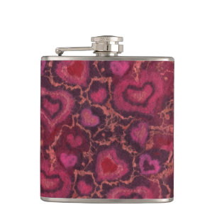 Hearts, romantic love pink red valentines day gift flachmann