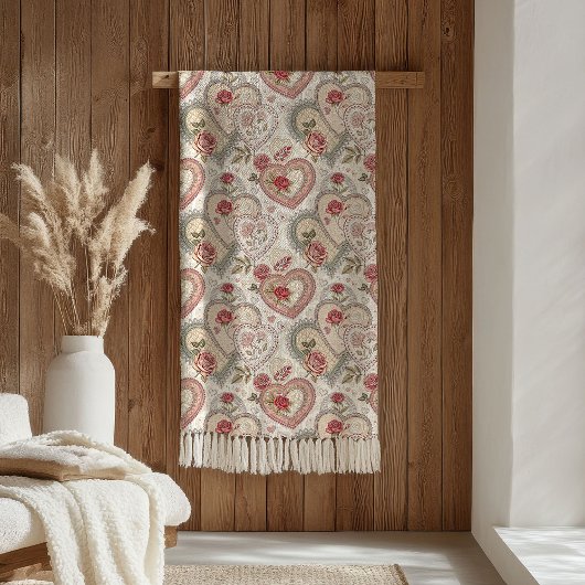 Hearts & Roses Decke Blush Pink Vintage Stil