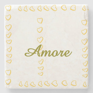 Hearts Scroll Wedding Steinuntersetzer