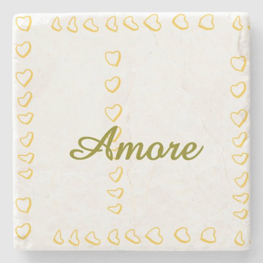 Hearts Scroll Wedding Steinuntersetzer (Vorderseite)