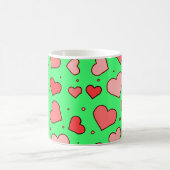 Hearts Seamless Pattern on Green Background  Kaffeetasse (Mittel)