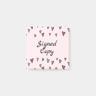Hearts Signed Copy Post It Notes for Authors Post-it Klebezettel