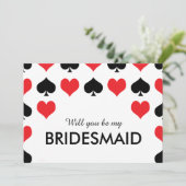Hearts Spades Casino wird meine Bridesmaid Einladung (Stehend Vorderseite)