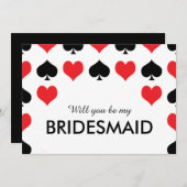 Hearts Spades Casino wird meine Bridesmaid Einladung (Vorne/Hinten)