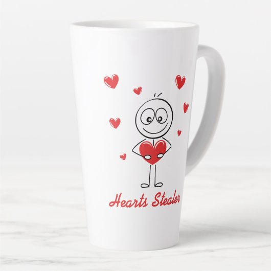Hearts Stealer Cute Stick Figure Love Design Milchtasse (Rechte Ecke)
