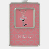 Hearts Themed Pink Ballerina Girl Rahmen-Ornament Silber (Vorderseite)