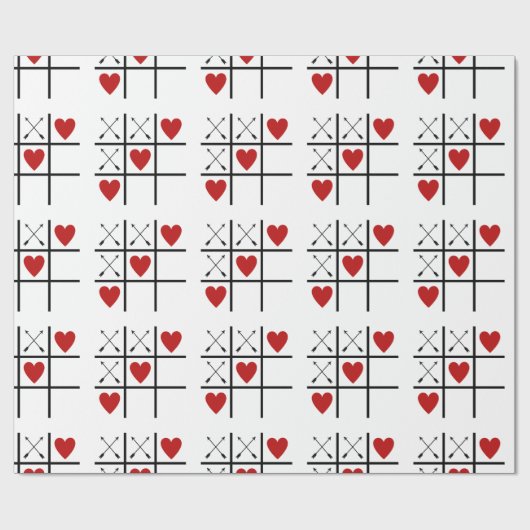 Hearts Tic Tac Toe Geschenkpapier (Flach)