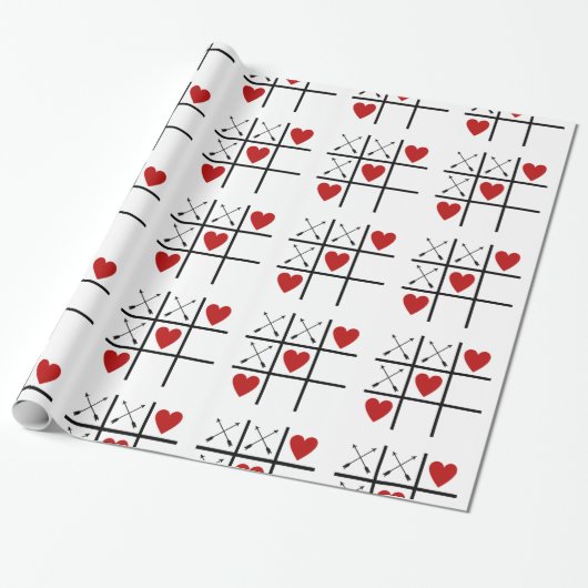 Hearts Tic Tac Toe Geschenkpapier (Ungerollt)
