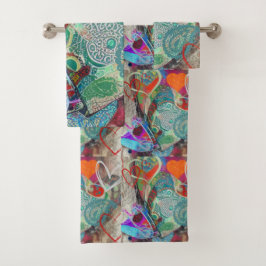 Hearts und Paisley Badhandtuch Set