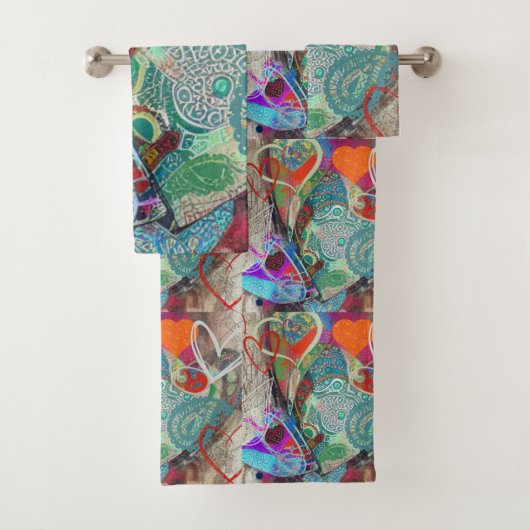 Hearts und Paisley Badhandtuch Set (Insitu)