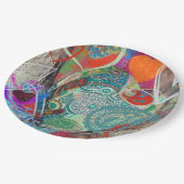 Hearts und Paisley Pappteller (Schrägansicht)