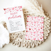 Hearts Valentine Baby Shower Baby Prediction Game Einladung