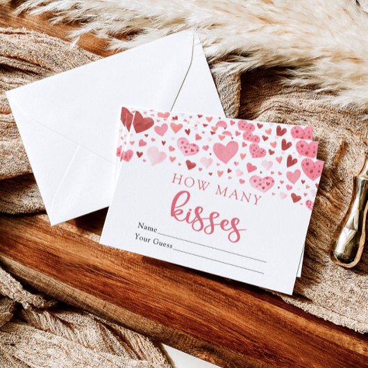 Hearts Valentine Wie viele Kisses Baby Showspiele Begleitkarte