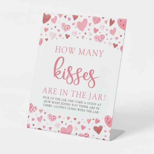 Hearts Valentine Wie viele Kisses Baby Showspiele Sockelschild (Vorderseite)