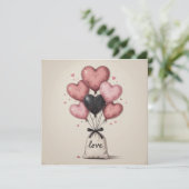 Hearts Valentine's Balloons Karte (Stehend Vorderseite)
